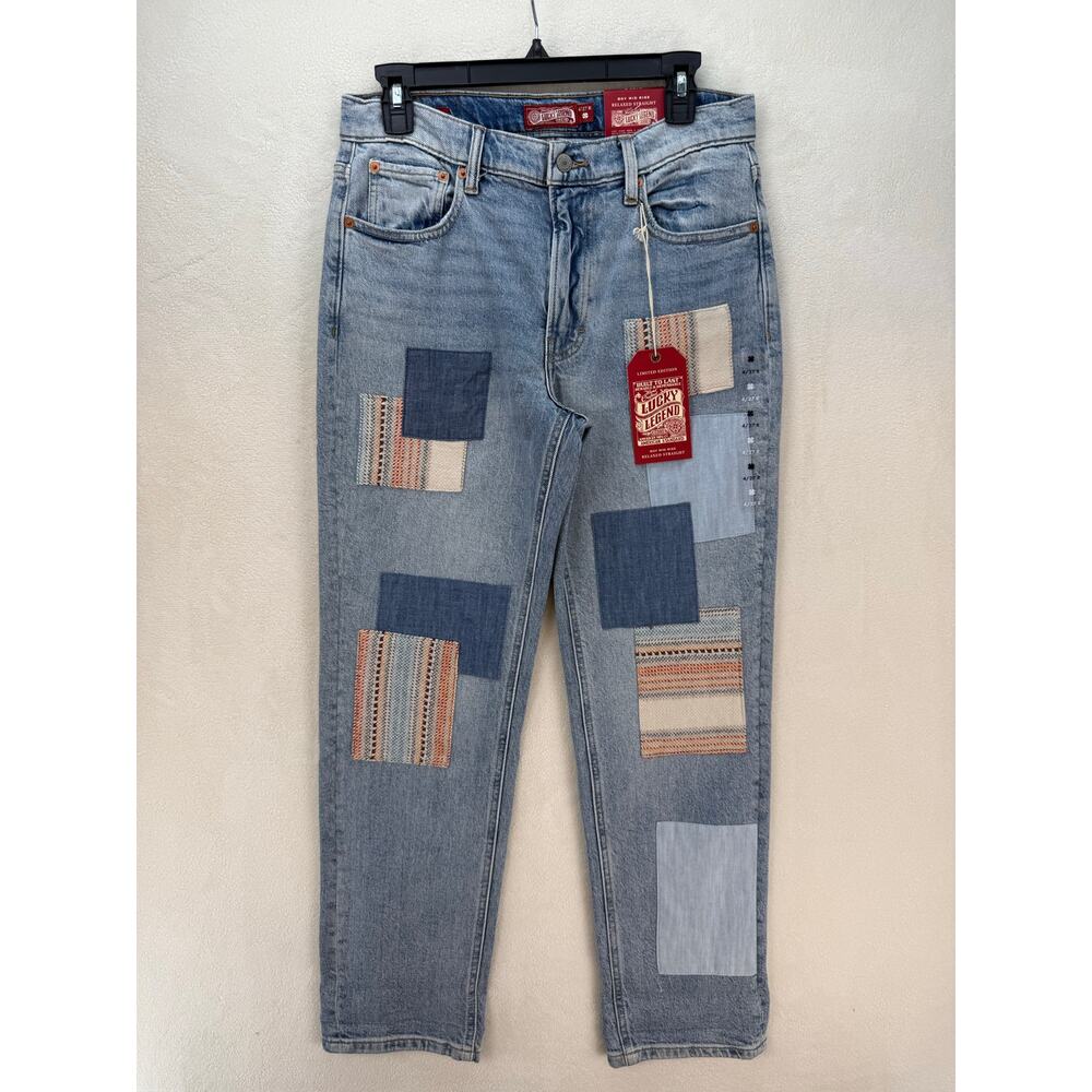 LUCKY BRAND LEGEND SERIES WOMEN'S SIZE 2/26R PATCHWORK BOY MID RELAX STRAIGHT